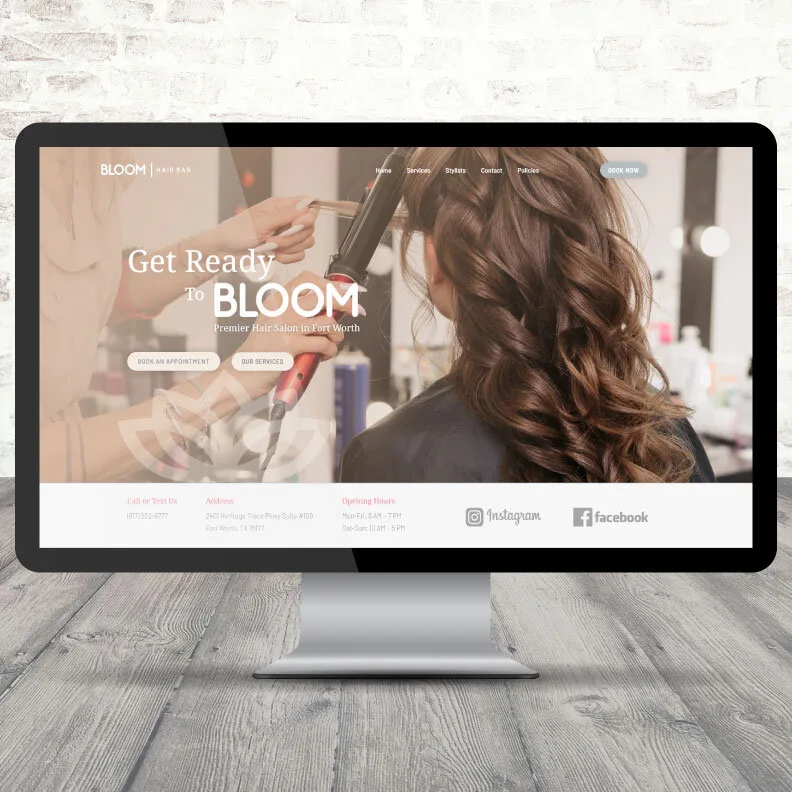 After Bloom Hair Bar Salon Website Redesign - AFTER