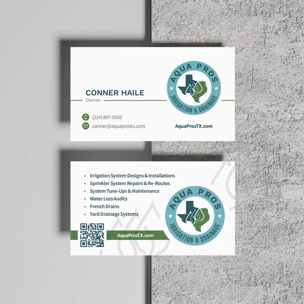 Aqua Pros Irrigation & Drainage Business Card Design